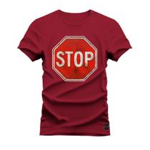 Camiseta Estampada Algodão Premium Confortável Placa Stop