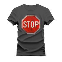 Camiseta Estampada Algodão Premium Confortável Placa Stop