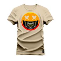 Camiseta Estampada Algodão Premium Confortável Smile Caveira