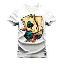 Camiseta Estampada Algodão Premium Confortável Sorte Nas Cartas