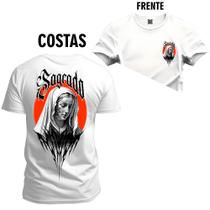 Camiseta Estampada Algodão Premium Sagrado Frente Costas