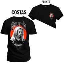 Camiseta Estampada Algodão Premium Sagrado Frente Costas