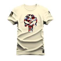 Camiseta Estampada Algodão Street Premium Estampada Caveira Usarmy