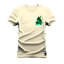 Camiseta Estampada Algodão Street Premium Estampada Letra Verde