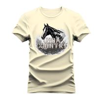 Camiseta Estampada Algodão Unissex Macia Country Cavalo