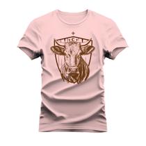 Camiseta Estampada Algodão Unissex Macia Simbolo Country Boi