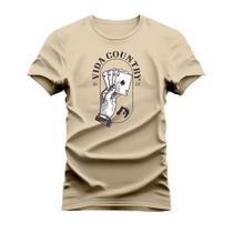 Camiseta Estampada Algodão Unissex Macia Vida Country Jogo de Cartas