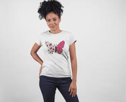 Camiseta Estampada Baby Look Feminina Camisa Borboleta Flor Moda Girl - DT STYLE