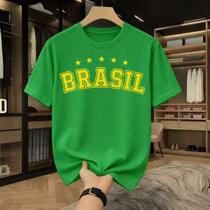 Camiseta ESTAMPADA BRASIL Varias cores 100 algodão Masculina e Feminina Leve Fresca e Confortável