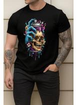 Camiseta Estampada Caveira Realista Algodão Premium Desenho