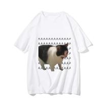 Camiseta Estampada Com Meme De Gato Triste Para Mulheres E Homens, Casual De Verão, Moda Harajuku,