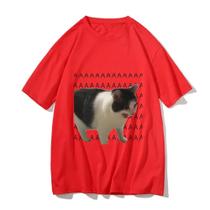 Camiseta Estampada Com Meme De Gato Triste Para Mulheres E Homens, Casual De Verão, Moda Harajuku,
