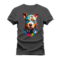 Camiseta Estampada Confortável Premium Macia Dog Olhar Colors