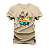 Camiseta Estampada Confortável Premium Macia Passaro Boia