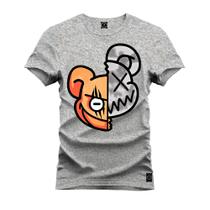 Camiseta Estampada Confortável Premium Macia Urso Metades