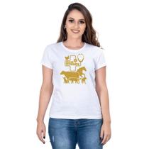 Camiseta Estampada Feminina Algodão Manga Curta Macia Casual