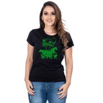 Camiseta Estampada Feminina Algodão Manga Curta Macia Casual