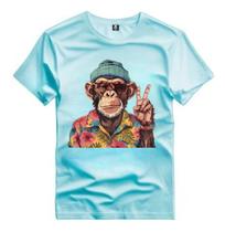 Camiseta Estampada Macaco Viral Chimpanzé Em Algodão Premium