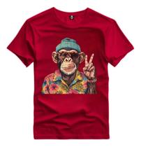 Camiseta Estampada Macaco Viral Chimpanzé Em Algodão Premium