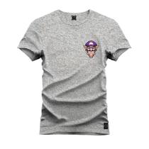 Camiseta Estampada Malha Premium T-Shirt Bigode Roxo Peito