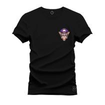 Camiseta Estampada Malha Premium T-Shirt Bigode Roxo Peito