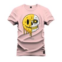 Camiseta Estampada Malha Premium T-Shirt Caveira Emoji