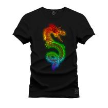 Camiseta Estampada Malha Premium T-Shirt Dragon Neon