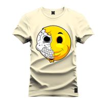 Camiseta Estampada Malha Premium T-Shirt Emoji Metade