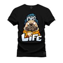 Camiseta Estampada Malha Premium T-Shirt Pug Life