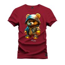 Camiseta Estampada Malha Premium T-Shirt Urso Blindado