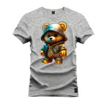 Camiseta Estampada Malha Premium T-Shirt Urso Blindado