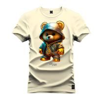 Camiseta Estampada Malha Premium T-Shirt Urso Blindado