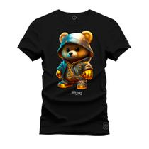 Camiseta Estampada Malha Premium T-Shirt Urso Blindado