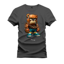 Camiseta Estampada Malha Premium T-Shirt Urso Corrente