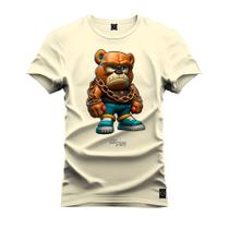 Camiseta Estampada Malha Premium T-Shirt Urso Corrente