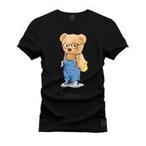 Camiseta Estampada Malha Premium T-Shirt Urso Nerds