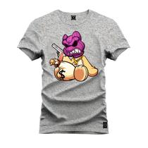 Camiseta Estampada Malha Premium T-Shirt Urso Pose