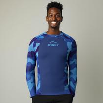 Camiseta Estampada Masculina Uv50 Manga Longa Praia Verão/Inverno Azul