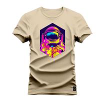 Camiseta Estampada Premium Algodão Astronauta Comilão