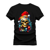 Camiseta Estampada Premium Algodão Caveira Clima Natal