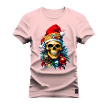 Camiseta Estampada Premium Algodão Caveira Clima Natal