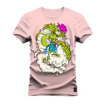 Camiseta Estampada Premium Algodão Dragon Fumaça