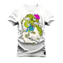 Camiseta Estampada Premium Algodão Dragon Fumaça