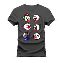 Camiseta Estampada Premium Algodão Emojis Fantasma