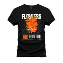 Camiseta Estampada Premium Algodão Flowers