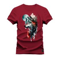 Camiseta Estampada Premium Algodão Lobo Pensador