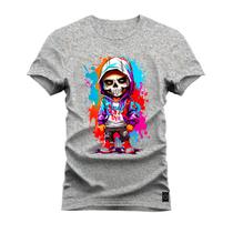 Camiseta Estampada Premium Algodão Mini Caveira Terror