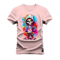 Camiseta Estampada Premium Algodão Mini Caveira Terror