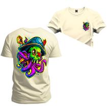 Camiseta Estampada Premium Algodão Polvo Frente Costas