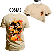 Camiseta Estampada Premium Algodão Serpente Frente Costas